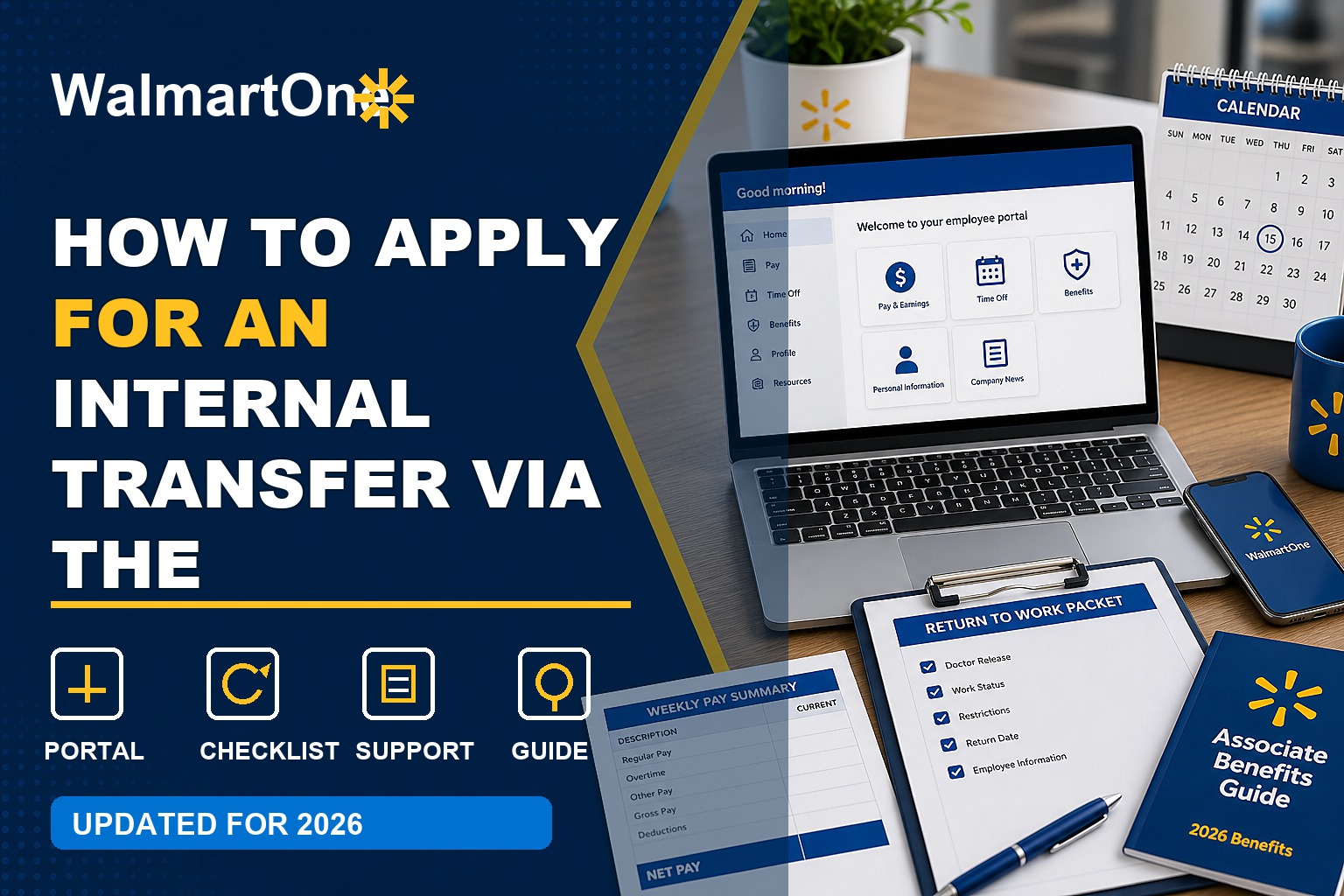 How to Apply for an Internal Transfer via the Career Preference Portal 2 Career Preference Portal guide with internal transfer search, Walmart career profile, manager conversation, and checklist