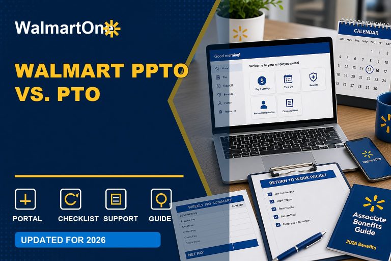 Walmart PPTO vs PTO guide with protected time, regular PTO, schedule, and attendance checklist